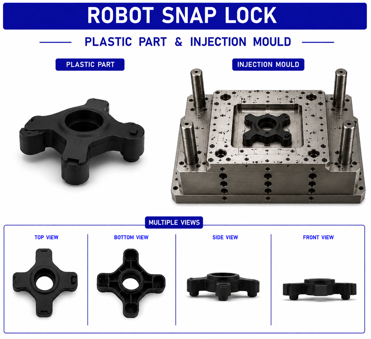 Robot Plastic Snap Lock Mould and Moulding Services